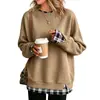 Moletom Amazon feminino com blocos de cor e mangas compridas, série com estoque de longo prazo, best-seller de outono/inverno, estilo casual para casais