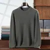 Suéter Pulôver Masculino de Cashmere Espesso Premium Outono Inverno Novo Corte Solto Gola Redonda Manga Longa Simples Base de Lã