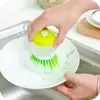 Escova para lavar panelas de cozinha escova hidráulica escova de louça multiuso com adição automática de líquido cabo curto artefato de limpeza e descontaminação doméstico