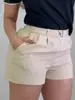Moda Casual de Viaje Elegante y Sencilla para Mujer Europea y Americana Primavera 2026 Pantalones Cortos de Cintura Alta con Hebilla D de Alta Calidad