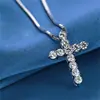 Colar Cruz Masculino e Feminino Cruz Completa Diamante Corrente Clavícula Europeu e Americano Simples Pingente de Diamante Venda Direta da Fábrica