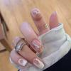 Amor blush flor usar armadura Yiwu arte de unha estilo ins unhas postiças curtas acabamento em diamante unha atacado
