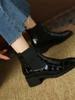 Botines Chelsea Cortos Retro de Charol con Estampado de Piedra para Mujer 2026 Otoño e Invierno Nuevo Estilo Británico Redondos de Punta Gruesa con Tacón Grueso Elásticos Tipo Martin