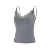 Camisola de Encaje de Modal para Pestañas para Mujer, Estilo Delgado de Otoño e Invierno con Copas en el Pecho, Corte Ajustado, Se Puede Usar como Ropa Exterior, Camiseta sin Mangas o Capa Base
