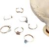 Anillo Abierto de Flor Geométrica de Aguamarina de Plata de Ley 925 Coreano para Dedo Índice de Mujer Estilo Ins de Nicho Combinación Fría