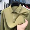 Camisa Polo de Manga Larga para Hombre de Otoño Nueva, de Alta Calidad, Transfronteriza, Casual, Versátil, Color Sólido, Camiseta de Negocios con Cuello