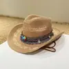 Viaje de Verano Sanya Sombrilla Sombrero de Paja Estilo Étnico para Mujer Sombrero de Playa para Vacaciones Retro Británico Panama Jazz Sombrero Tendencia