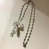 Collar de Lirio de Alas Plateadas, Collar de Diseñador para Mujer, Collar de Diseño Único, Collar Hecho a Mano para Mujer