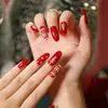 Uñas Portátiles de Navidad Copo de Nieve Amor Brillo Manicura Uñas Postizas Cortas Almendra Mariposa Uñas Largas Europeas y Americanas Venta al por Mayor