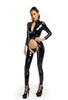 Íntimos de Fabricante Cuero Patente Cuero Brillante Corsé Chaqueta de Cuero PU Espejo PVC Ajustado Entrepierna Abierta Traje de Cuero de Una Pieza