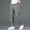 Pantalones casuales de seda de hielo para hombre, verano delgado 2025, nuevo verano holgado recto, verano de secado rápido, pantalones largos para hombre