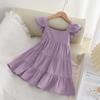 Vestido de Verão Estilo Japonês e Coreano Estilo Ocidental Vestido Fuga Princesa Saia de Cetim Nova Cor Sólida Saia de Camadas Vestido para Bebê Menina