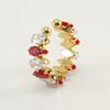 Anillo de Diamantes de Acero Inoxidable Transfronterizo Moda Europea y Americana Oro de 18K Ajustable Joyería de Boca Viva Anillo Geométrico para Mujer