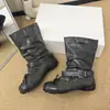 Botas apiladas de moda y populares de corte relajado, colección primavera 2026, punta redonda negra con lazo, diseño único, botines cortos adelgazantes para mujer