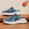 Zapatos casuales de punto volador para exteriores, cálidos, forrados de polar, para parejas, tipo mocasín, a la moda, cómodos, antideslizantes, pantuflas bajas para hombres y mujeres