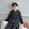 Ropa interior térmica de felpa para niños, manga larga, nuevo estilo 2026, cálida y moderna para niños pequeños, bebés, estilo coreano, ropa de invierno