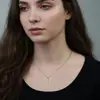 Collar con colgante para clavícula con incrustaciones de diamante, estilo corto, gargantilla europea y americana chapada en oro CNC transfronteriza, collar simple de 18K, acero inoxidable con incrustaciones de diamante