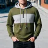 Sudadera de primavera y otoño para hombre talla europea Amazon, nueva sudadera casual deportiva con capucha de bloques de color y cuadros para hombre, manga larga