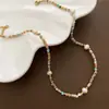 Colar de Suéter com Contas de Pedra Ágata Vermelha Turquesa Natural para Mulheres, Acessórios para Camadas de Primavera, Corrente de Clavícula de Alta Qualidade