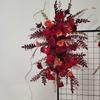 Fundo Vermelho para Casamento Placa Floral Palco Chão Arranjo de Flores Placa KT Flor Amarrada Banquete de Noivado Padrão de Flores no Chão Arranjo de Flores