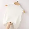 Colete de Tricô Canelado Sem Manga Meia-Gola para Mulheres, Modelagem Justa, Camiseta Básica Slimming Sem Manga, T-Shirt, Adequado para Usar sob um Blazer