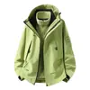 Nova Jaqueta Outdoor Masculina e Feminina com Logo e Texto Estampados, 3 em 1 Impermeável Color Block Roupa de Trabalho Externa Bordado