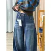 Jeans de Diseño Retro Americano tipo Cimitarra para Mujer 2026 Estilo Nuevo de Primavera Talla Grande Sueltos Adelgazantes Pantalones de Pierna Ancha