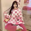 Pijama Atacado Feminino Manga Longa Calça Conjunto Menina Japonesa Desenho Animado Fofo Tamanho Grande Primavera e Outono Roupa de Casa Pode Ser Usada Fora