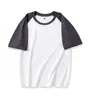 Personalizado 230g Peso Pesado Algodón Puro Color Contrastante Raglán Cuello Redondo Manga Corta Ropa de Trabajo para Team Building Camisa Cultural Camiseta para Mujer Versátil