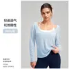 Cubierta Deportiva Fina de Corte Holgado, Top de Fitness Transpirable de Secado Rápido, Ropa de Yoga Malla de Manga Larga para Pilates