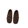 Sapatos Quadrados de Dedo Grosso Cinza Retrô Estilo Francês com Forro de Lã para Mulheres, Novo Modelo Inverno 2026, Quentes para Uso Externo, Sapatos Peludos que Aumentam a Altura