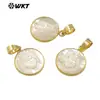 WT-JP374 Mini Compacto Design de Coração Esculpido Branco Refletivo Concha Pequeno Pingente diy Acessórios de Joias Artesanais