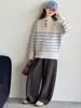 Suéter de Invierno para Niñas Mediano-Grande Ropa Nueva de Invierno Suéter Infantil con Media Cremallera Prendas de Punto para Niñas Elegante Botones de Cuerno