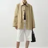 Algodão pesado lavado CES, estruturado e firme, jaqueta de trabalho casual urbana / calça de comprimento médio da moda com cordão, solta e simples