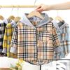 Camisas de Primavera y Otoño para Niños, Camisas de Cuadros con Capucha para Niños, Camisas Básicas a Cuadros de Manga Larga para Niñas, Camisas de Manga Larga para Niños
