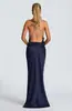 Conjunto de mono sexy estilo ins europeo y americano con cuello halter y cinturón de lentejuelas, faldas largas y cortas, conjunto de tres piezas para fiesta para ventas transfronterizas
