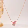 Collar de Mariposa Fritillaria Femenino Dulce Colgante de Circonita Cadena para Clavícula Simple Elegante Sentido de Lujo Joyería de Moda de Nicho