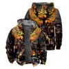 Sudadera con capucha y forro de algodón gris con estampado digital 3D de Halloween transfronterizo europeo y americano