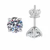 Aretes de Tachuela de Cuatro Garras, Pendientes de Plata S925 de Venta Caliente Transfronteriza, Estilo Clásico Simple y de Moda, Versátiles Pendientes de Moissanita Chapados en Oro de 18 Quilates