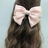 Horquilla para el pelo con lazo grande de tres capas, color rosa coreano, de satén, con resorte, para niña