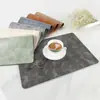Manteles individuales de cuero, diseño moderno y minimalista, lujo ligero, gama alta, estilo chino nuevo, impermeables, estilo japonés, estilo occidental para uso doméstico, tapetes de mesa