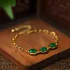 Al Yuan Método Antiguo Chapado en Oro Imitación Jaspe Hetian Temperamento Sencillo Seguro Alegría Pulsera Hueca Pulsera Versátil