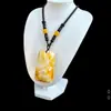 Colar de Cera de Abelha Amarela Óleo de Frango Pingente Longo Âmbar Gota d'Água Masculino Estilo Étnico Retro Cordão de Jade Corrente para Suéter
