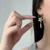 Pendientes de Borla con Forma de Flor y Piedra Ojo de Gato Tachonados con Diamantes, Estilo Francés, Modernos y Delicados, Pendientes de Estilo Influencer, Moda de Lujo Ligero