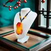 Estilo Étnico Retro Cera de Abeja Colgante Largo Ámbar Elegante Versátil Collar de Gota de Agua Cadena para Suéter de Hombres y Mujeres Ágata Negra