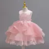 Vestido de Princesa Novo para Crianças Transfronteiriço Vestido de Performance de Piano para Menina Saia Tutu de Pequena Apresentadora Vestido de Festa de Aniversário 366