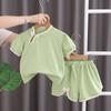 Terno de verão para meninas 2024 Novos trajes de verão para bebês infantis, manga curta, estilo ocidental, estilo nacional, manga curta, duas peças, terno da moda