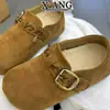 Zapatos Birkenstock de Cuero Genuino de Cobertura Total para Mujer, Zapatos para Mujer que Aumentan la Altura, Zapatos de Felpa de Algodón Slip-On Nuevo Estilo Otoño e Invierno 2026
