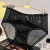Ropa Interior Femenina de Encaje Rojo Grande Sexy Negra Sin Costuras de Cintura Media Algodón Puro en la Entrepierna Transpirable Ropa Interior Roja del Año del Zodiaco para Mujeres