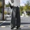 Pantalones cargo de paracaidista de estilo americano con costura dividida para hombre, otoño 2026, cintura elástica con cordón, corte recto de pierna ancha, pantalones casuales hasta el suelo